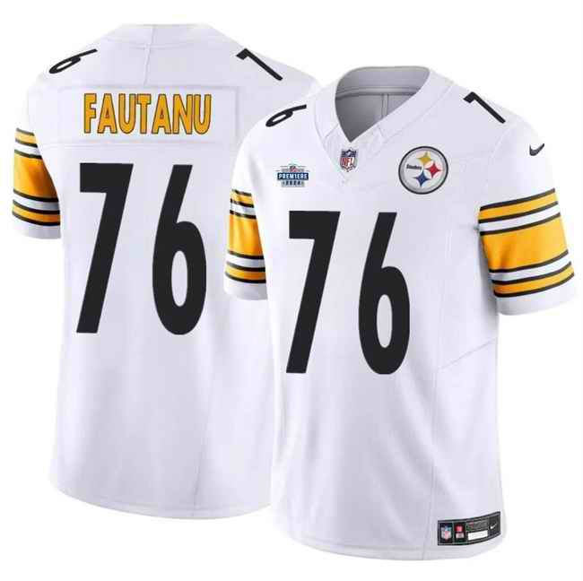 Men's Pittsburgh Steelers #76 Troy Fautanu White 2024 With Dradt Patch F.U.S.E. Vapor Untouchable Limited Stitched Jersey